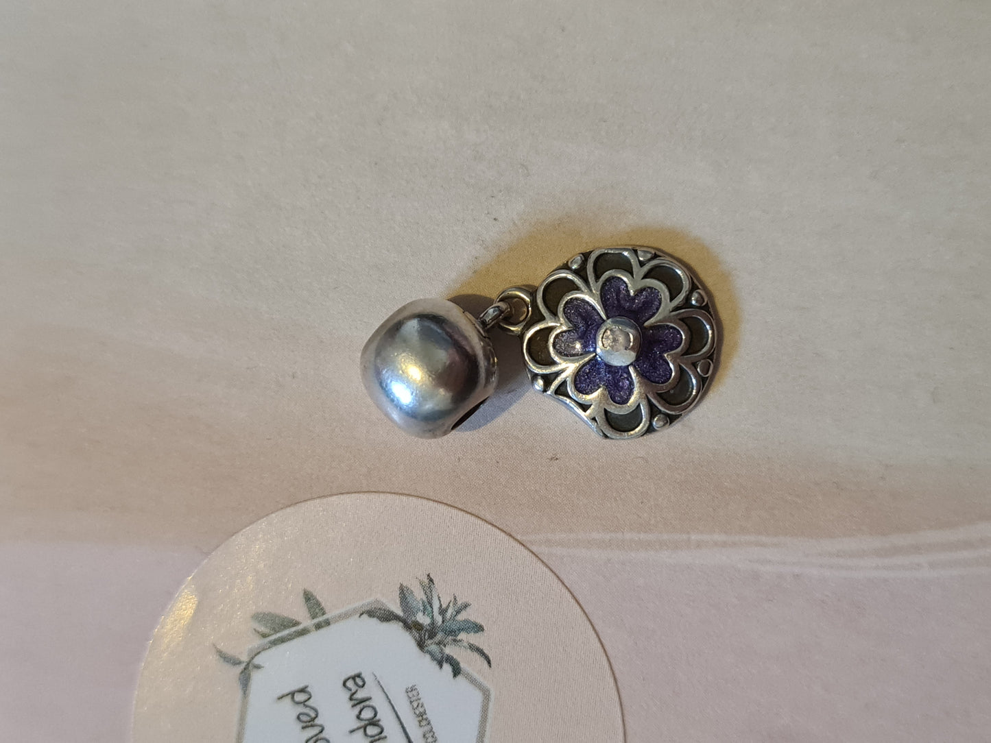 Genuine Purple Enamel Flower With Stone Clip Defect SALE