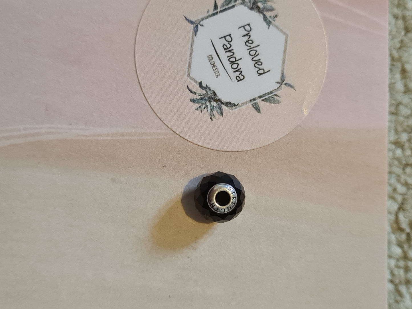 Genuine Pandora Essence Strength Black Spinel Onyx Charm Gemstone