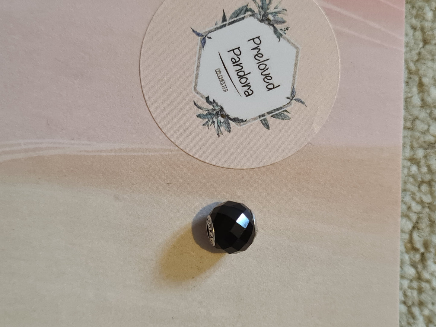 Genuine Pandora Essence Strength Black Spinel Onyx Charm Gemstone