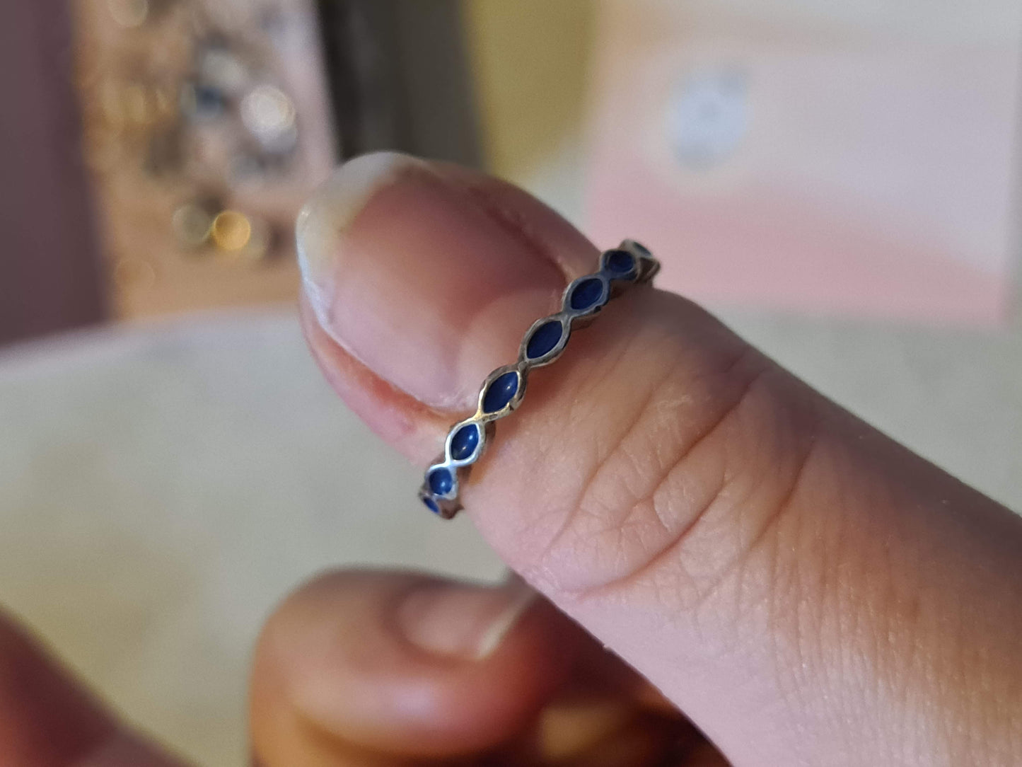 Pandora Purple Purple/ Blue Enamel Geometric Shape Ring