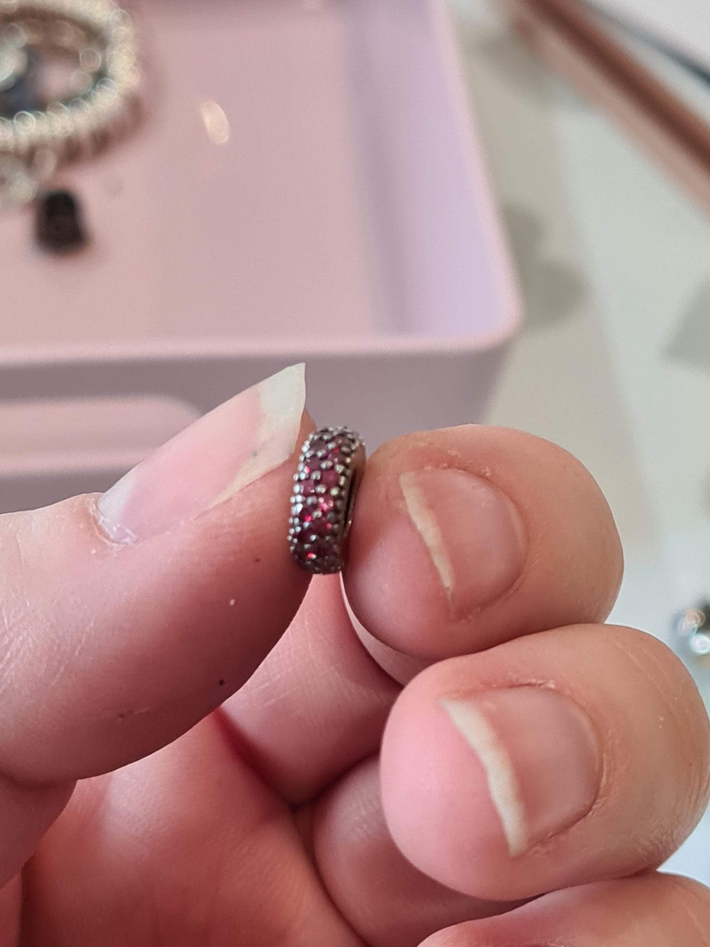 Genuine Pandora Deep Cerise Pink/ Red Pave Spacer Charm