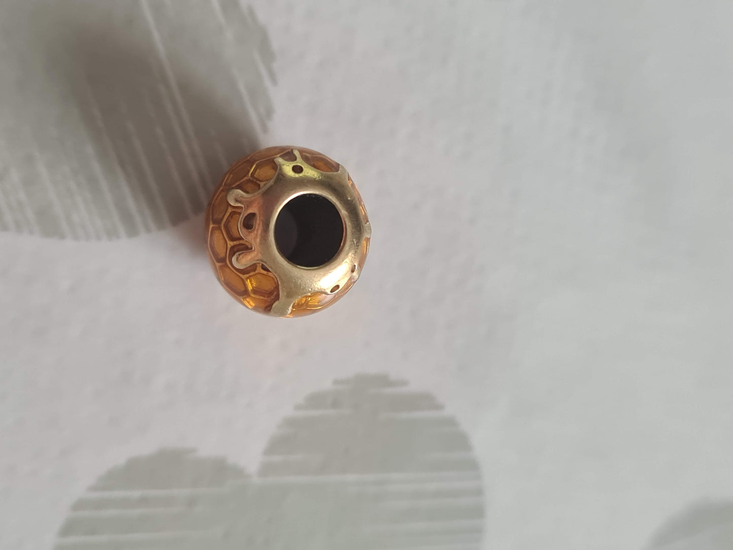 Genuine Pandora Shine Gold Honeycomb Gold Enamel Bee Keeper Honey Charm