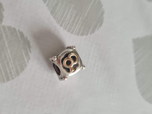 Genuine Pandora Engagement Wedding Rings With Small Diamond On a Pillow Two Tone