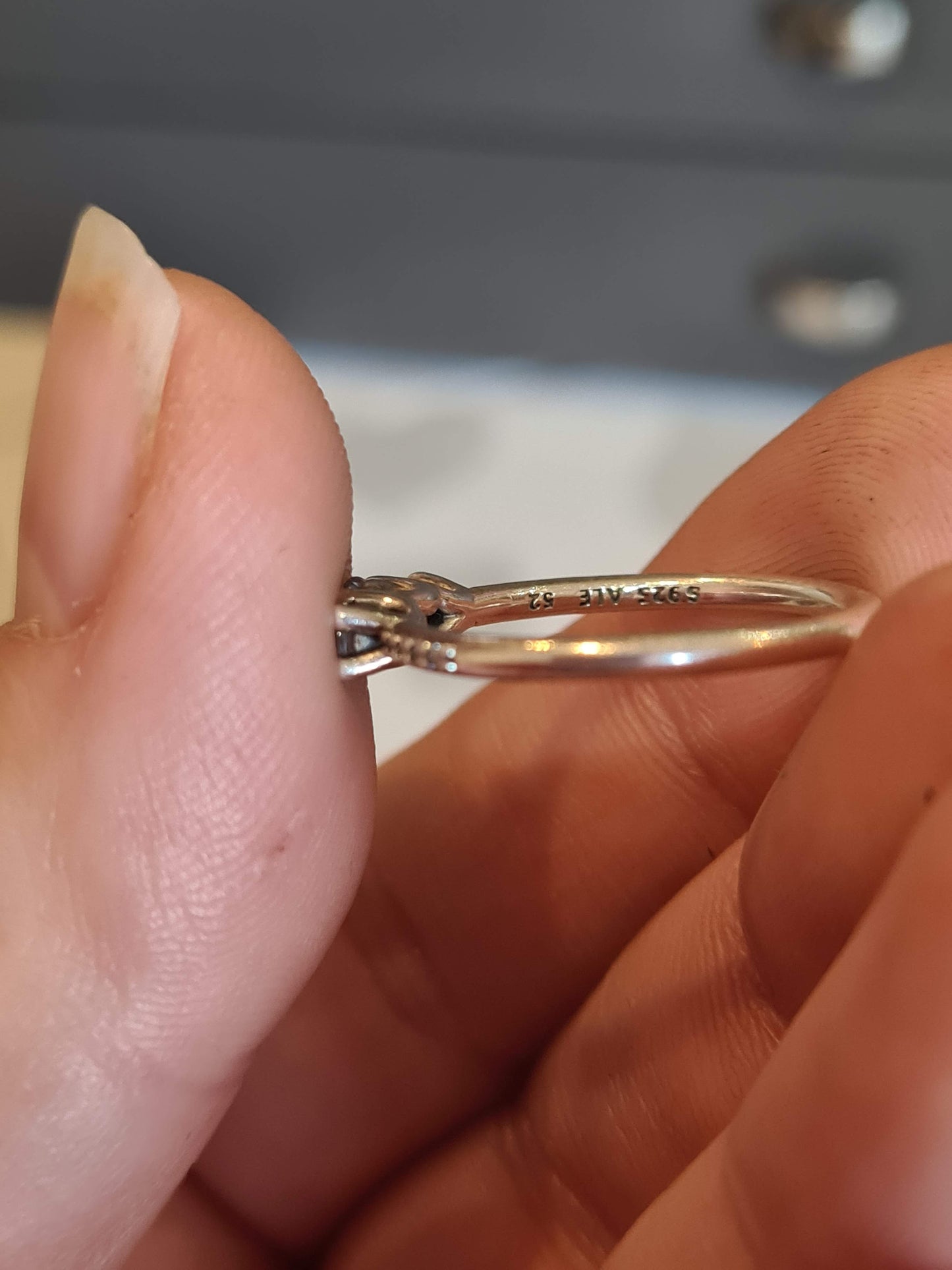 Genuine Pandora Silver Three Stone Ring in Size 48 Kids