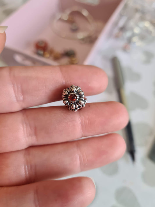 Genuine Pandora Red Garnet/ Ruby Birthday Bloom Charm
