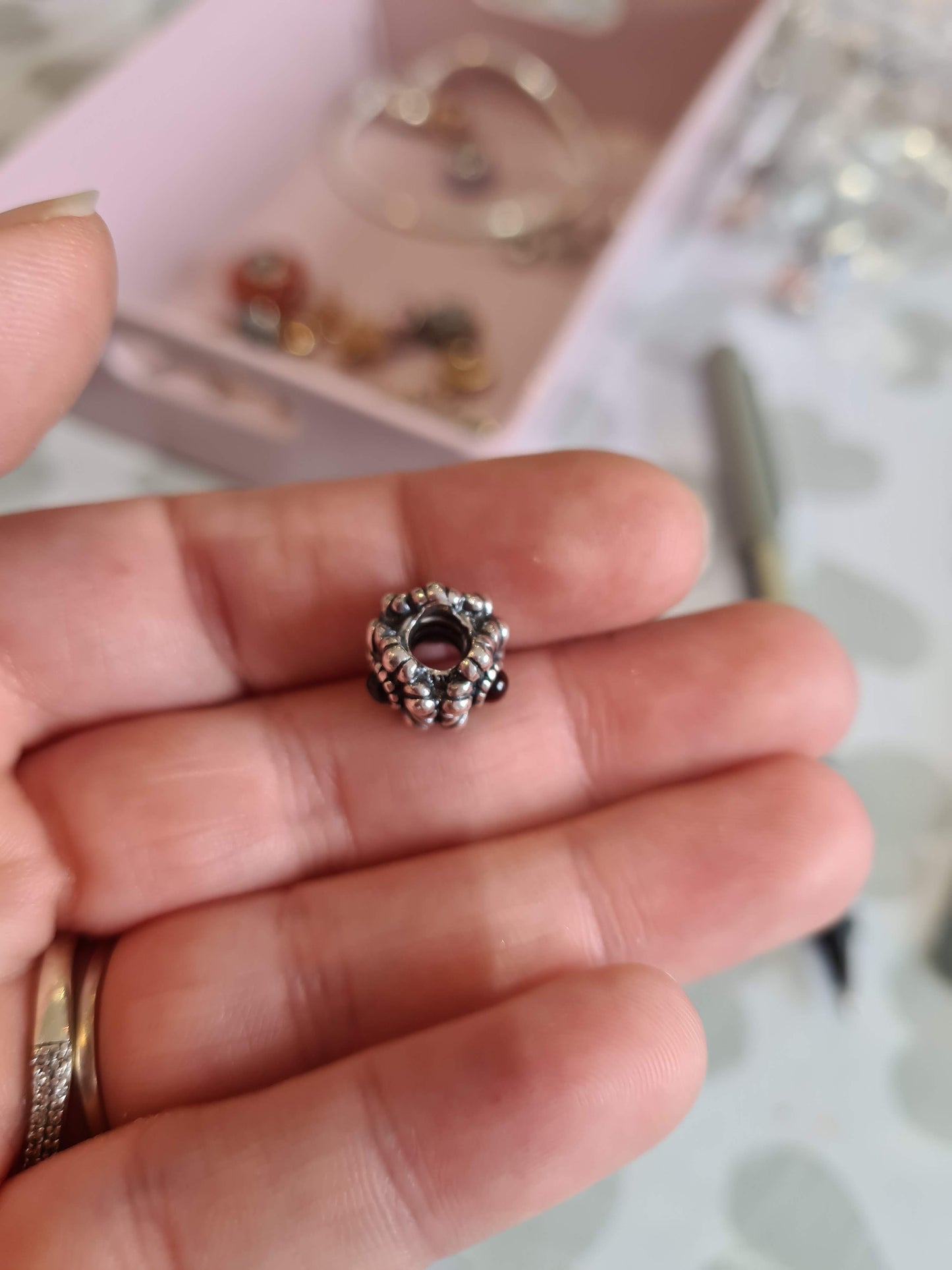 Genuine Pandora Red Garnet/ Ruby Birthday Bloom Charm