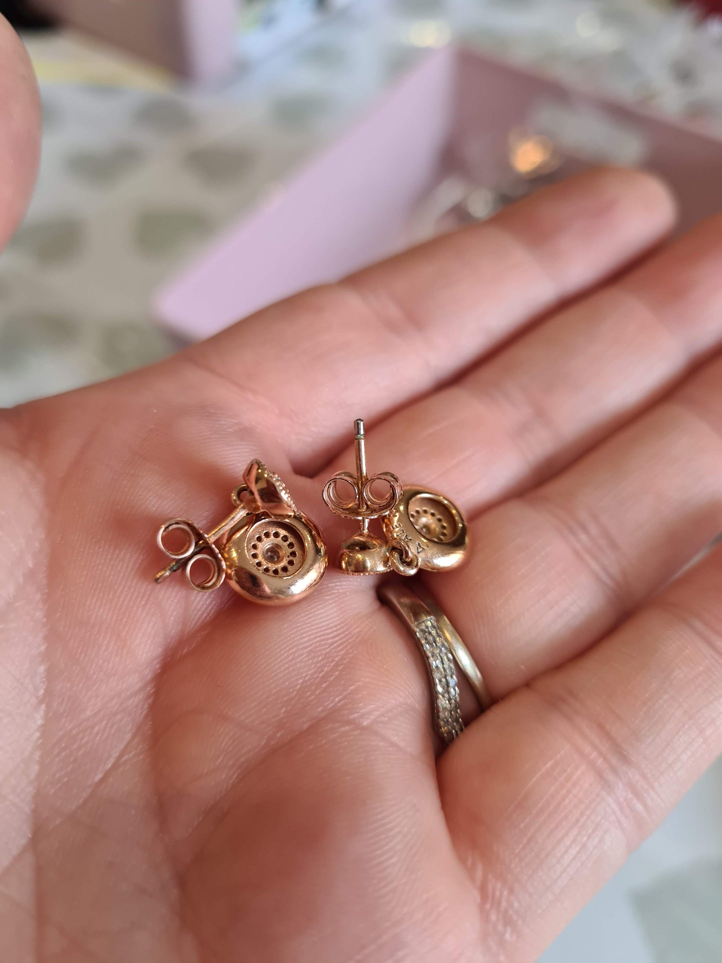 Genuine Pandora Rose Gold Pave Elegance Dangle Earrings Beautiful