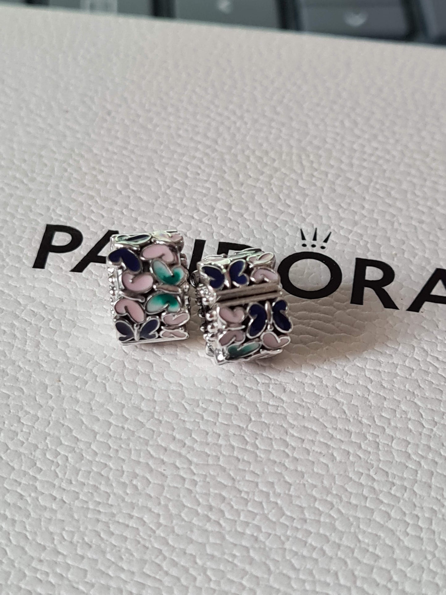 Genuine Pandora Colourful Enamel Detailed Butterfly Clips x1