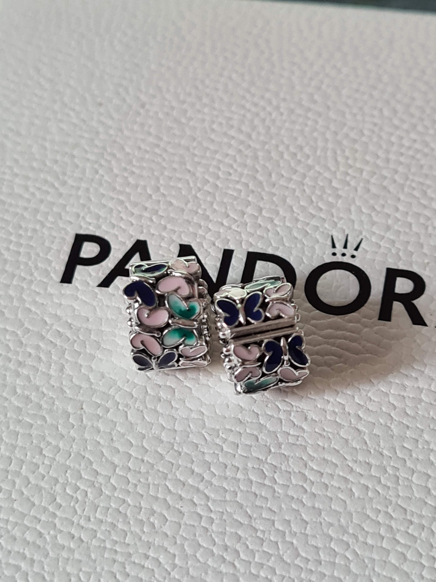 Genuine Pandora Colourful Enamel Detailed Butterfly Clips x1