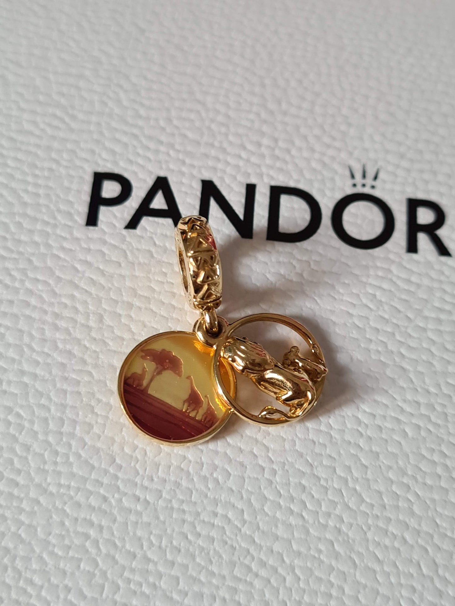 Genuine Pandora Disney Lion King Mufasa and Simba Shine Dangle Charm