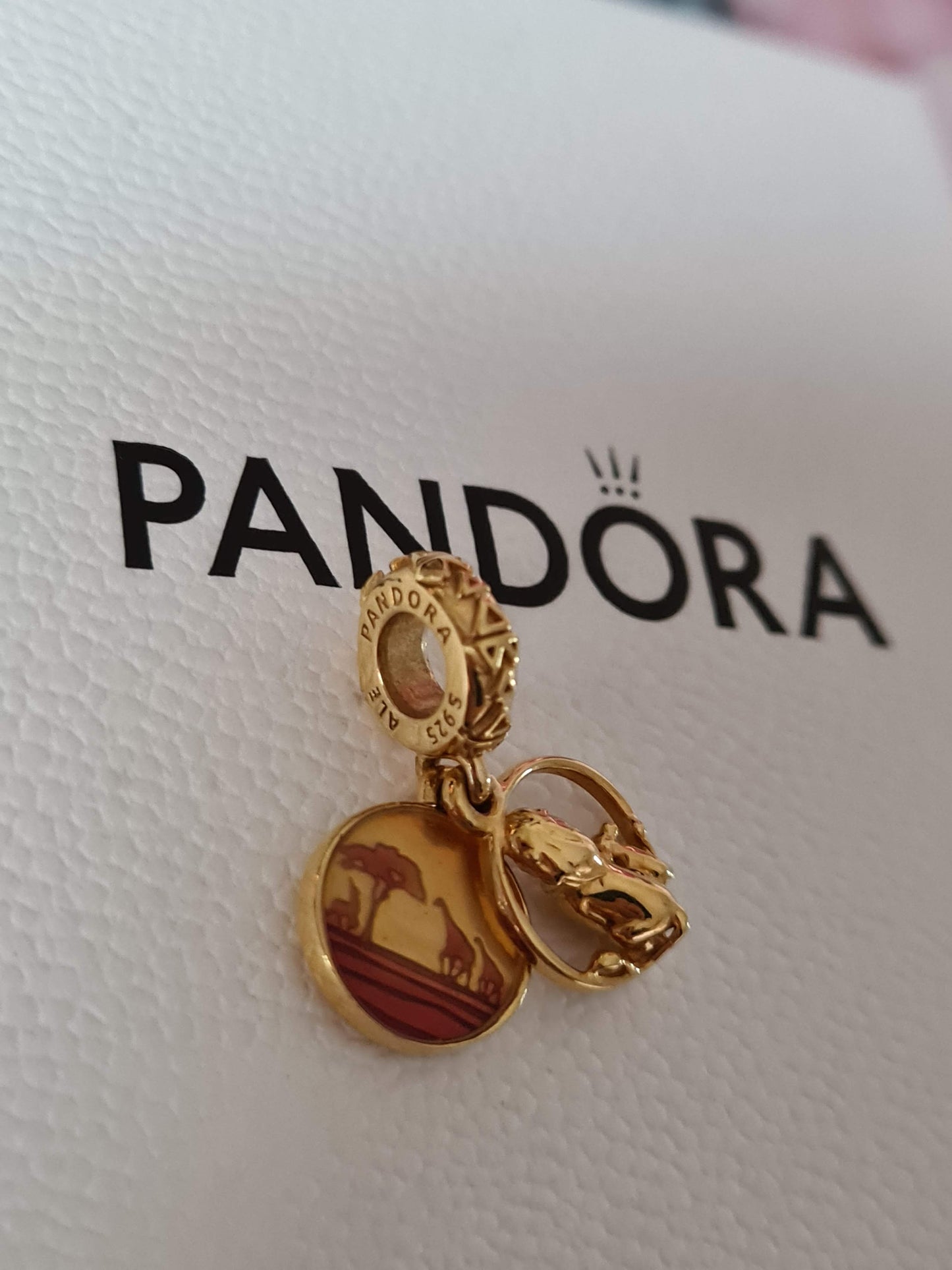 Genuine Pandora Disney Lion King Mufasa and Simba Shine Dangle Charm