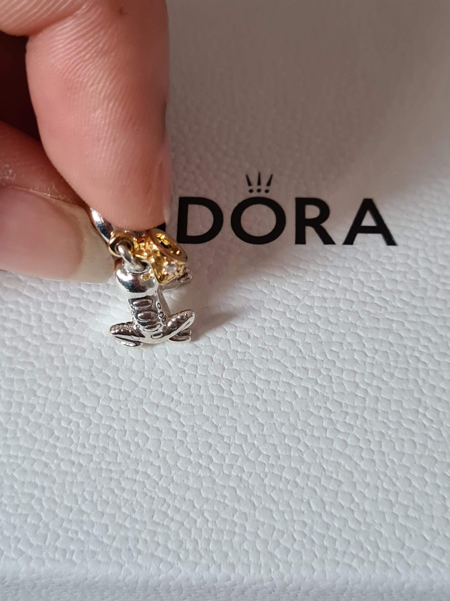 Genuine Pandora Disney Princess and the Frog Two Tone Crown CZ Shine Dangle Charm