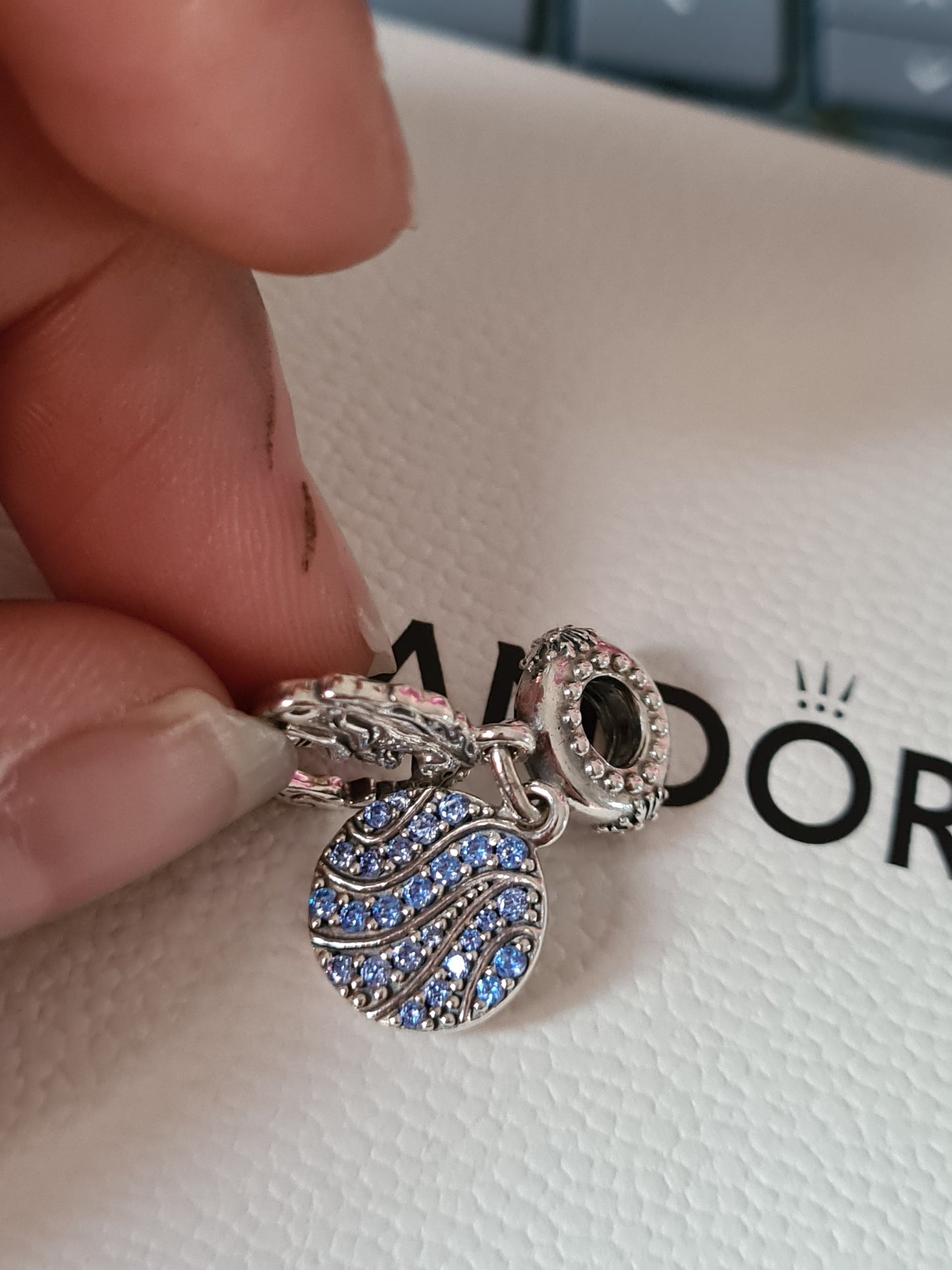 Genuine Pandora Disney Elsa Nokk Horse Frozen Pave Blue Dangle BEAUTIFUL Charm