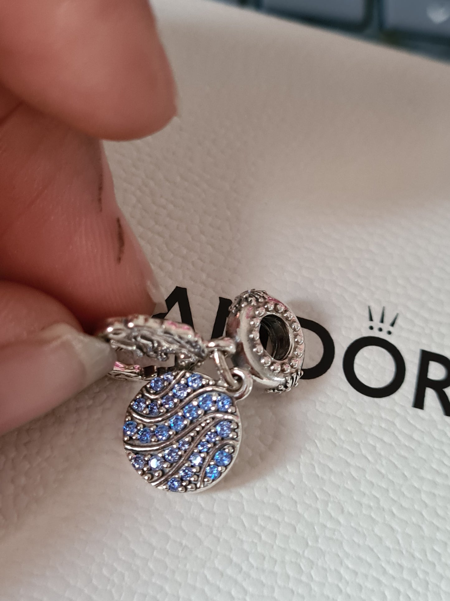 Genuine Pandora Disney Elsa Nokk Horse Frozen Pave Blue Dangle BEAUTIFUL Charm