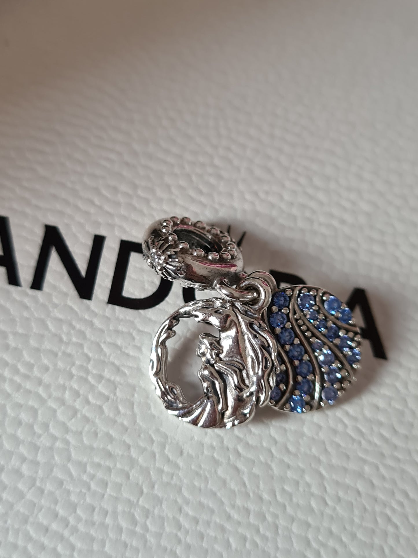 Genuine Pandora Disney Elsa Nokk Horse Frozen Pave Blue Dangle BEAUTIFUL Charm