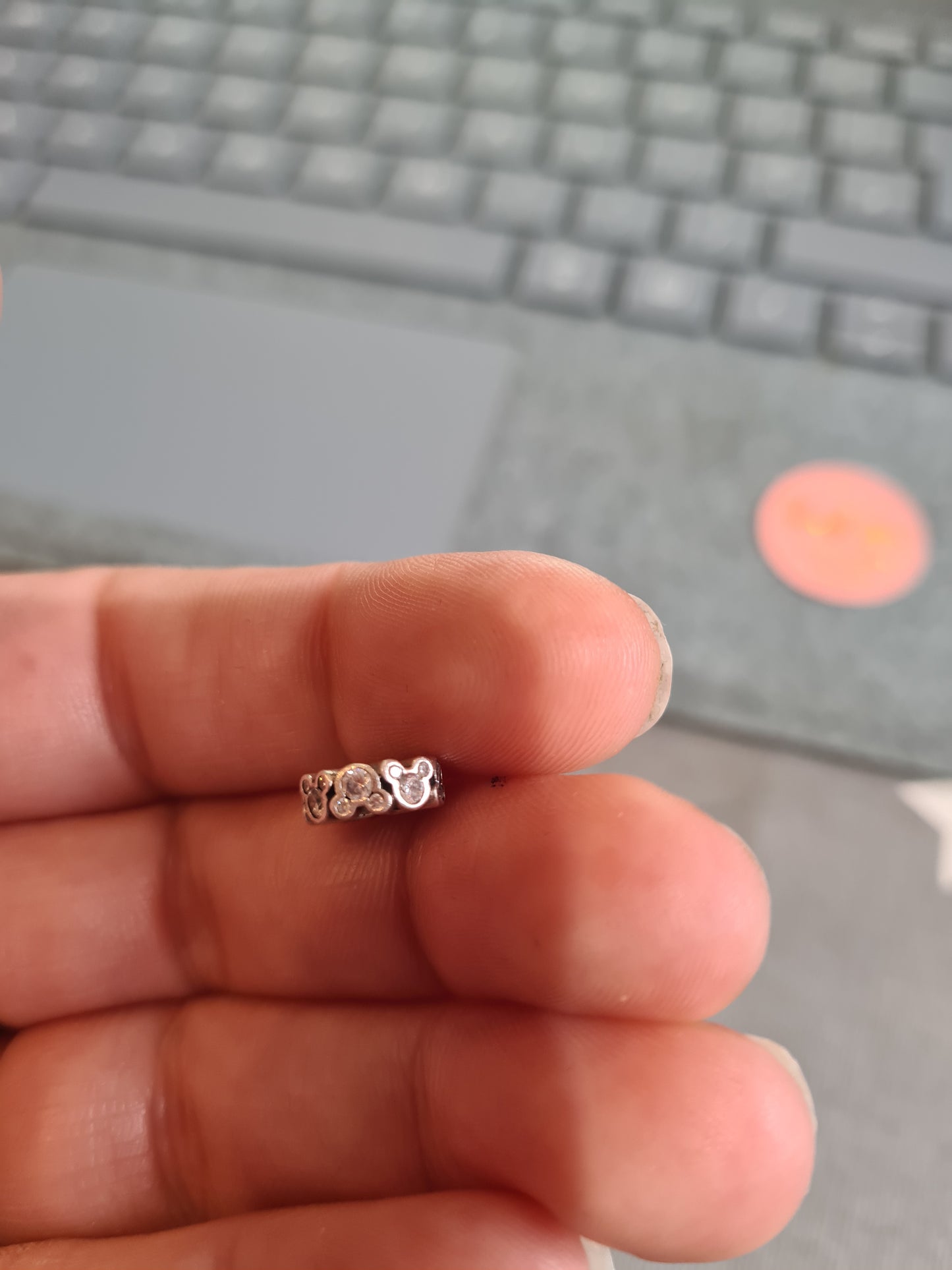 Genuine Pandora Disney Pave Mickey Head Clear Stone Spacer x1