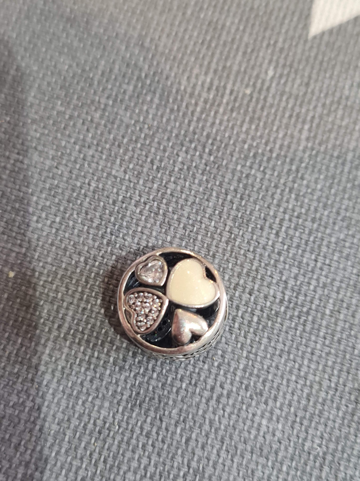 Genuine Pandora Four Heart Enamel and Pearl Charm