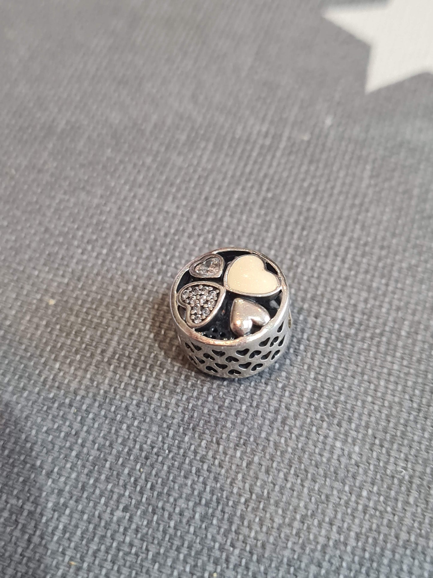 Genuine Pandora Four Heart Enamel and Pearl Charm