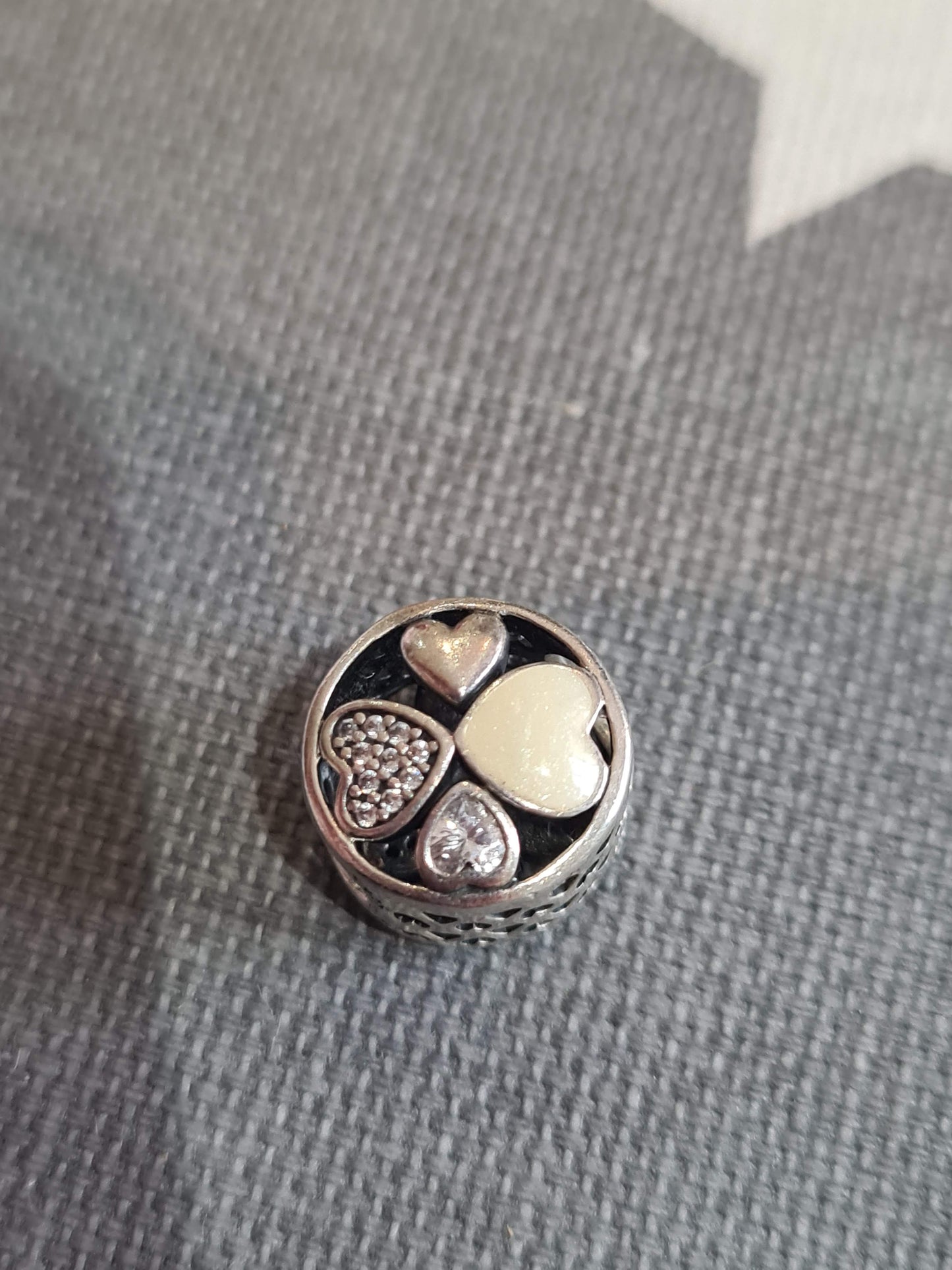 Genuine Pandora Four Heart Enamel and Pearl Charm