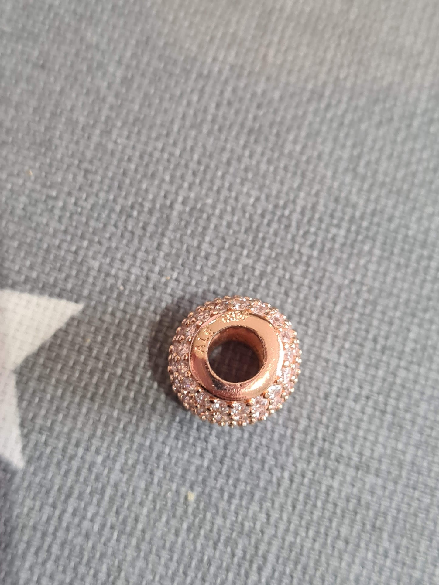 Genuine Pandora Rose Gold Pave Clear Stone Ball Charm