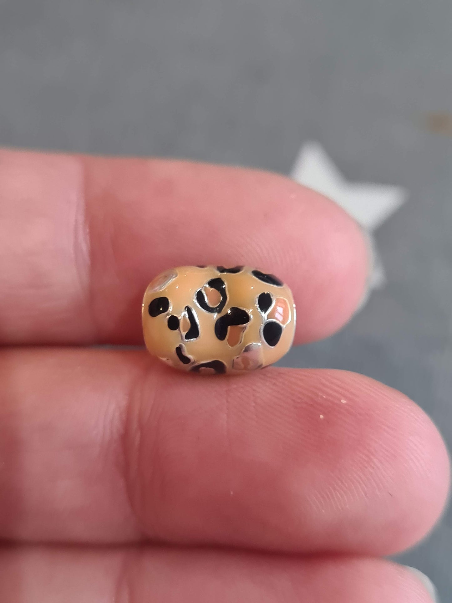 Genuine Pandora Orange and Black Leopard Enamel Heart Animal Charm Rare