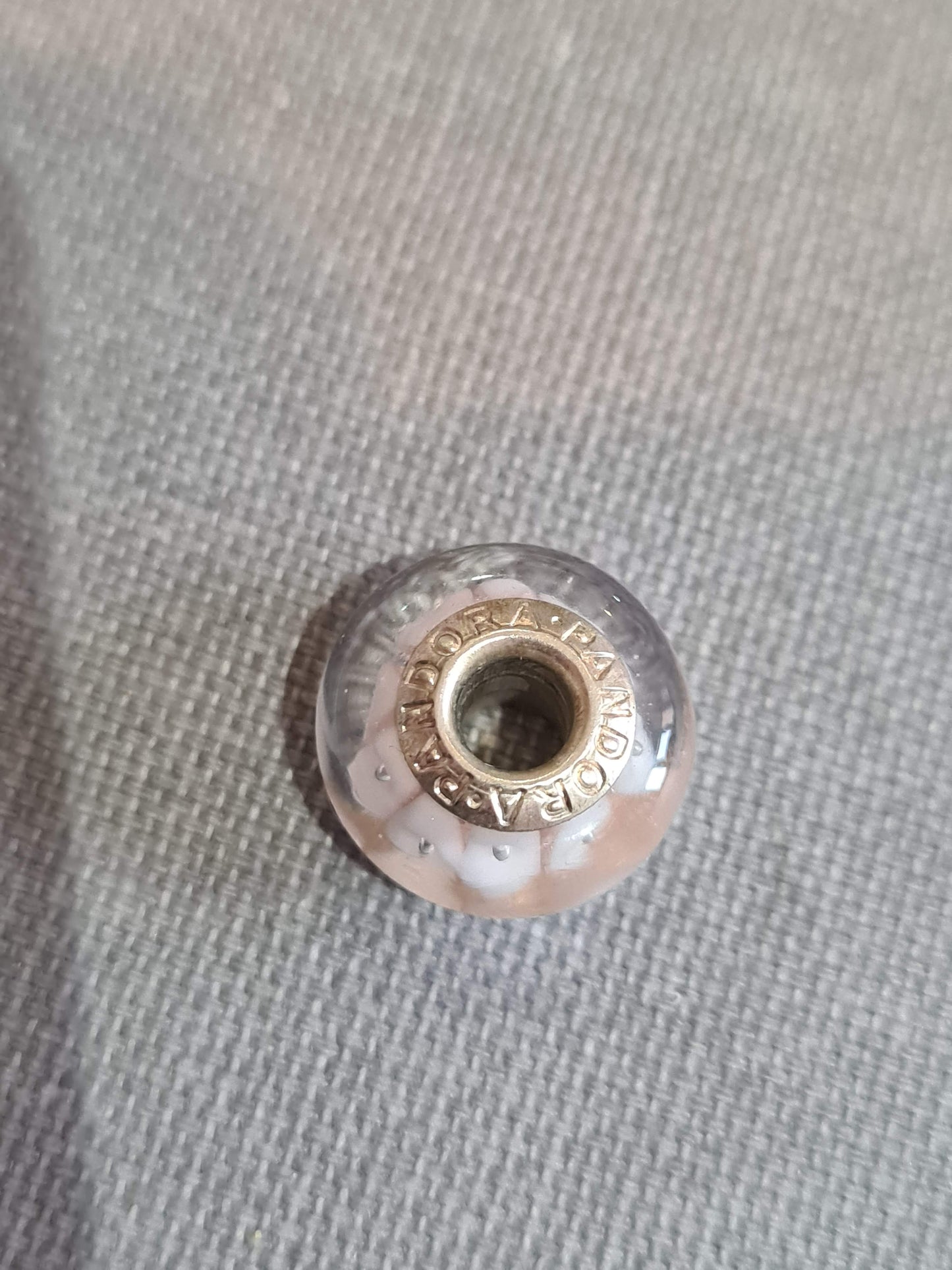 Genuine Pandora Brand New Rose Gold Murano Glass Charm With Pink and White Bubbles