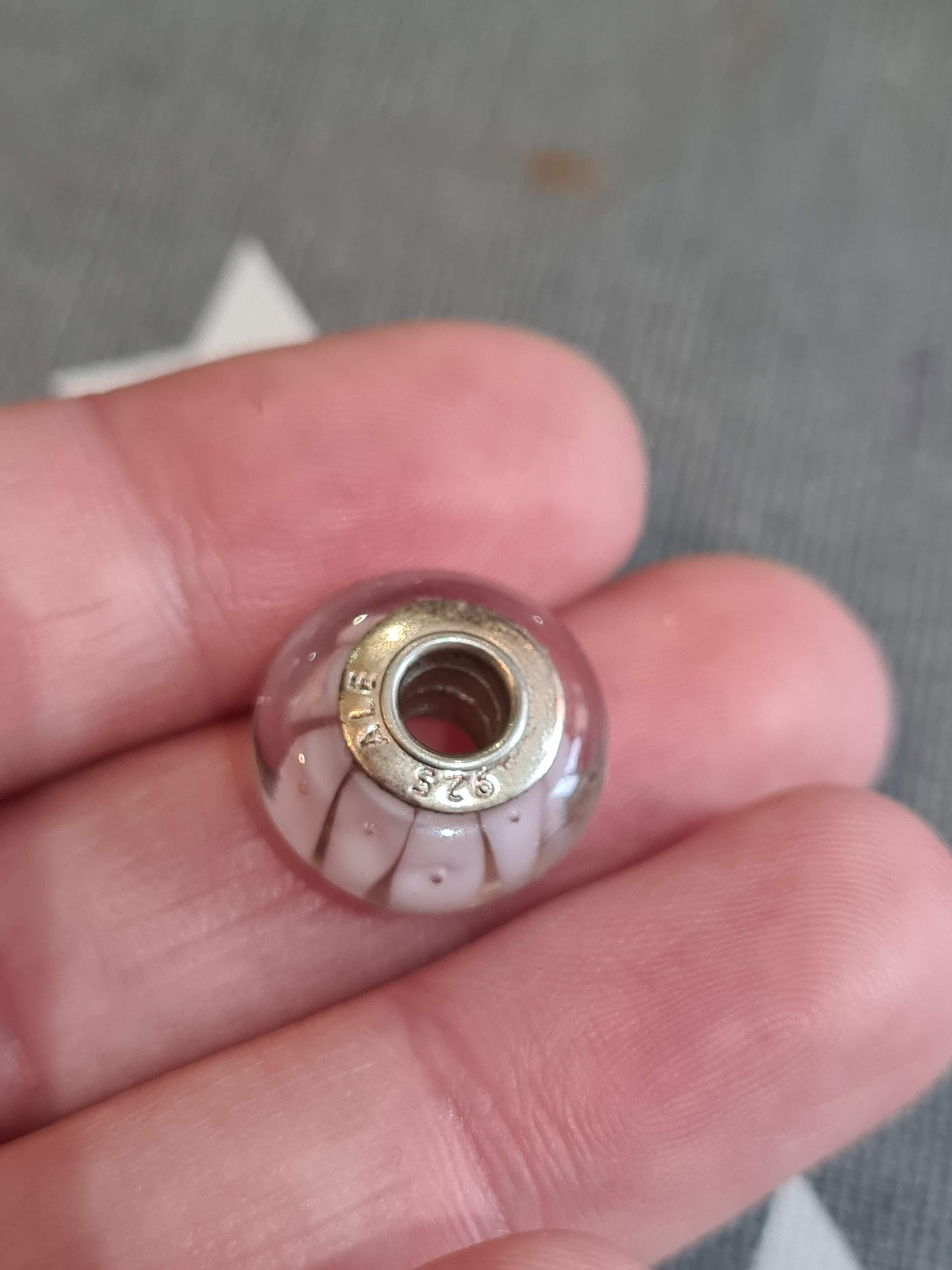 Genuine Pandora Brand New Rose Gold Murano Glass Charm With Pink and White Bubbles