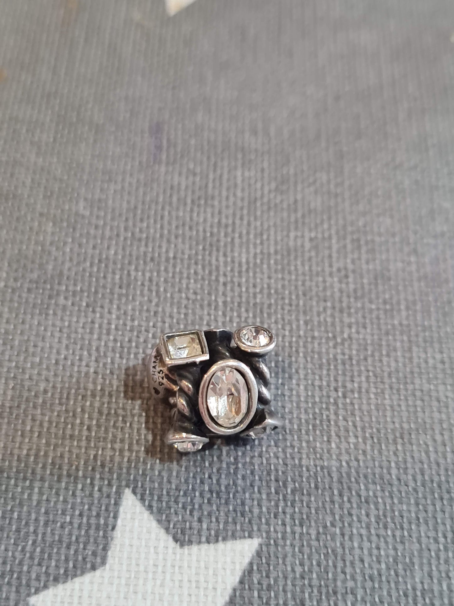 Genuine Chamilia Beautiful Openwork Abstract Clear Stones Large Charm