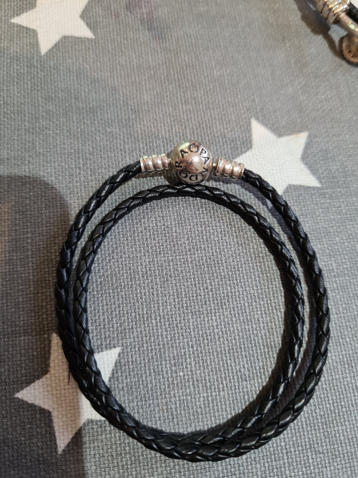 Genuine Pandora Black Double Wrap Leather Bracelet New Style Clasp