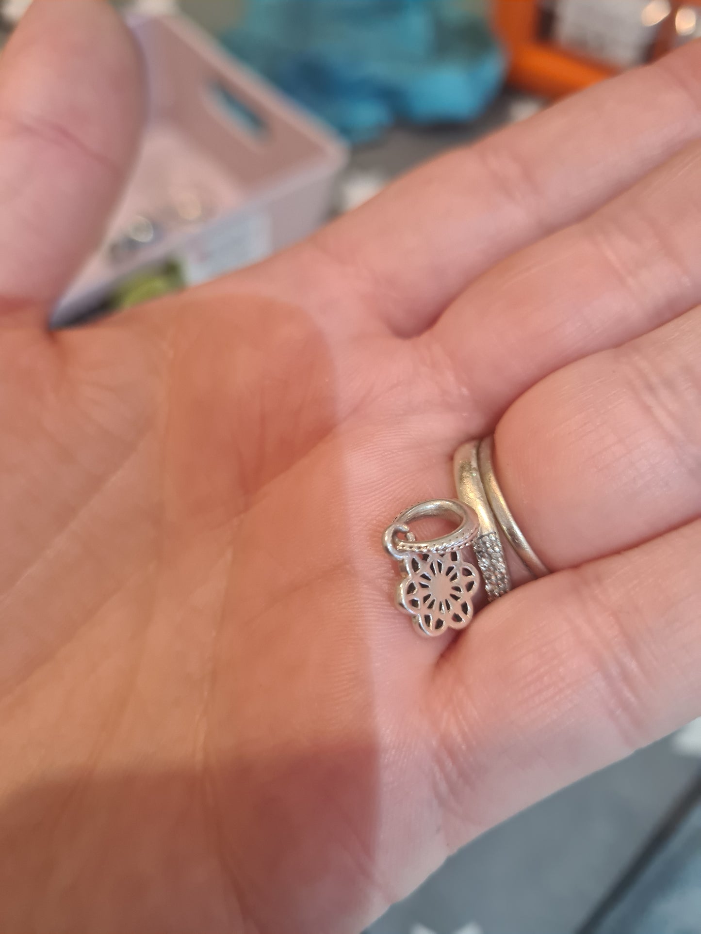 Genuine Pandora Little Floral Daisy Lace Pendant Charm