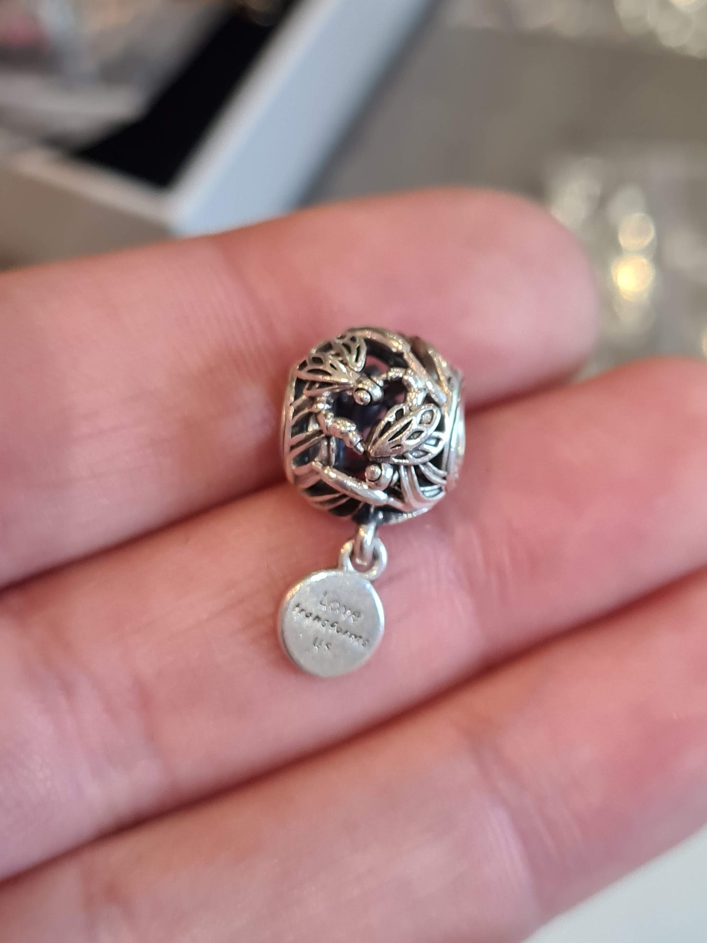 Genuine Pandora Openwork Heart Charm Love Transforms us Dragonfly Dangle