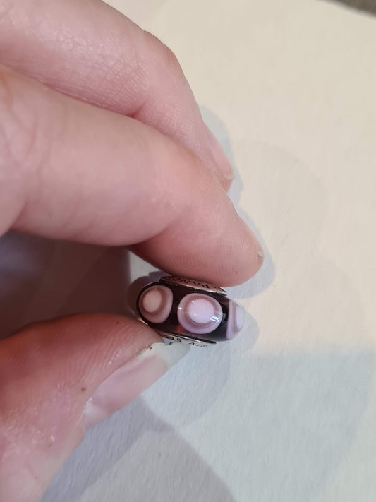 Genuine Pandora Purple Bullseye / Large Polka Murano Glass Charm