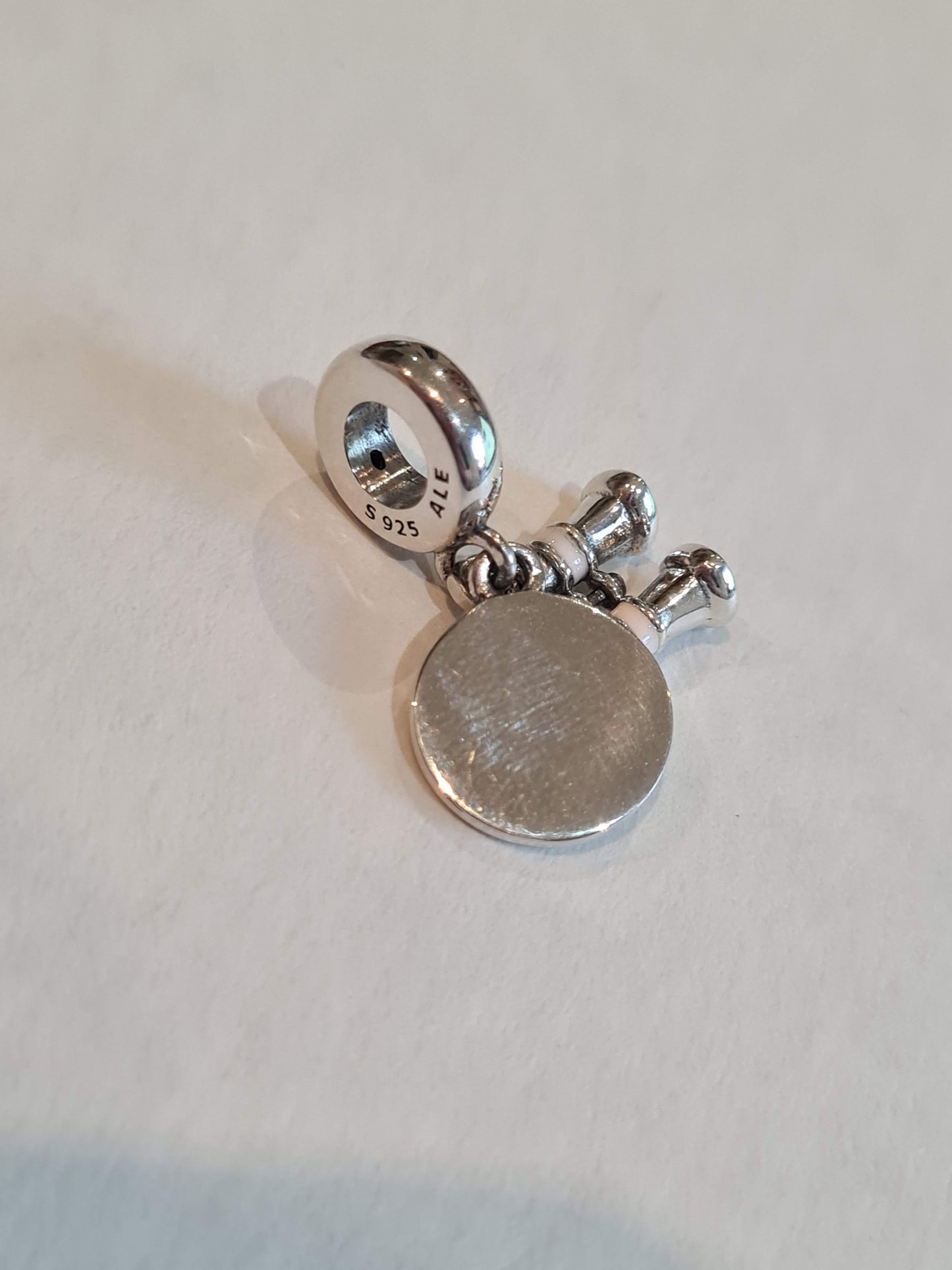 Genuine Pandora Binoculars Dangle Charm with CZ Hearts