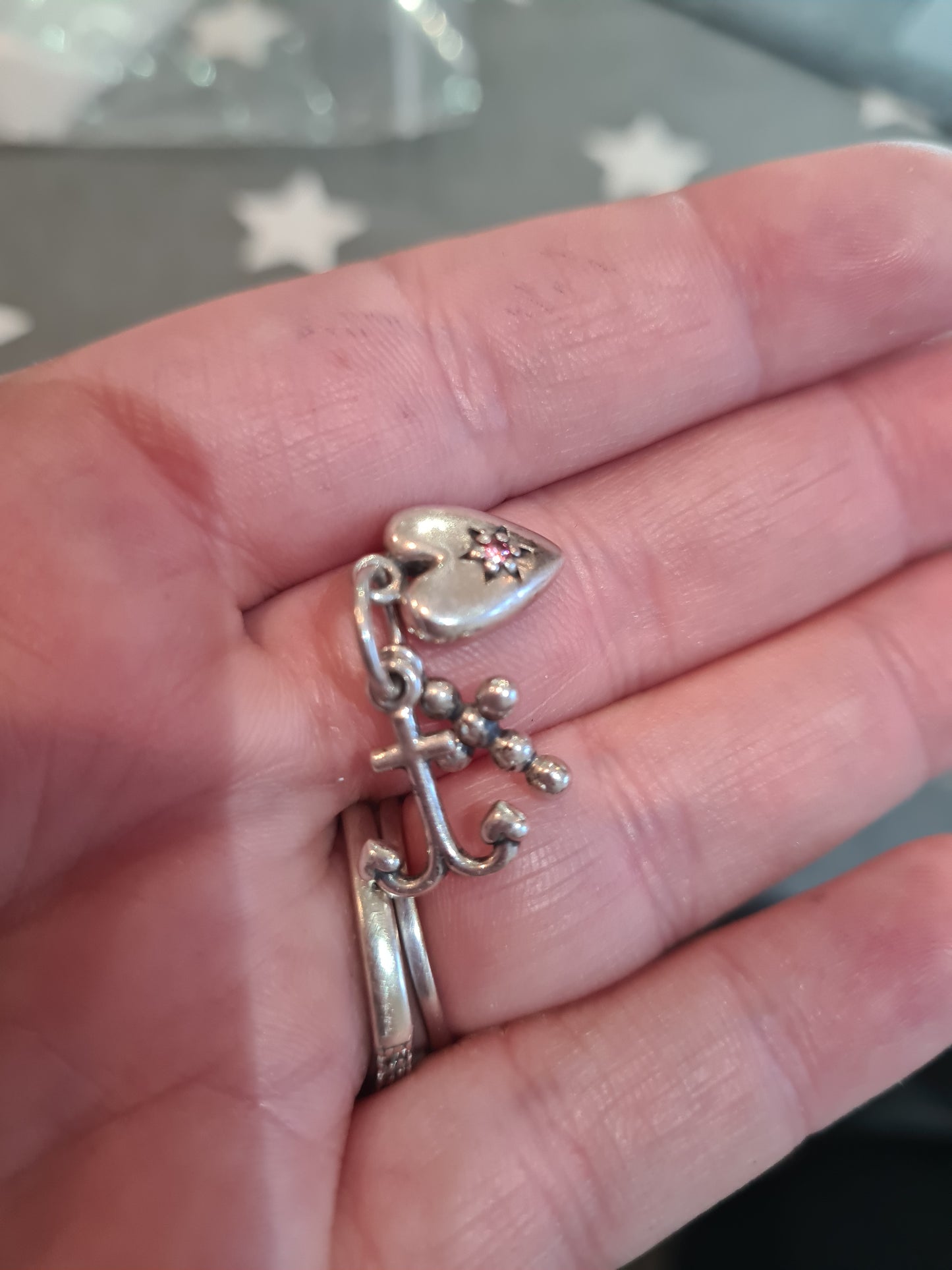 Genuine Pandora Cross, Anchor, Heart Dangle Charm