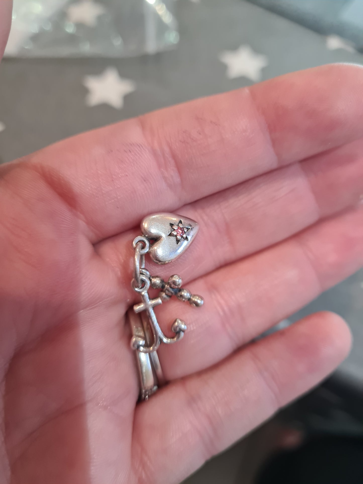Genuine Pandora Cross, Anchor, Heart Dangle Charm