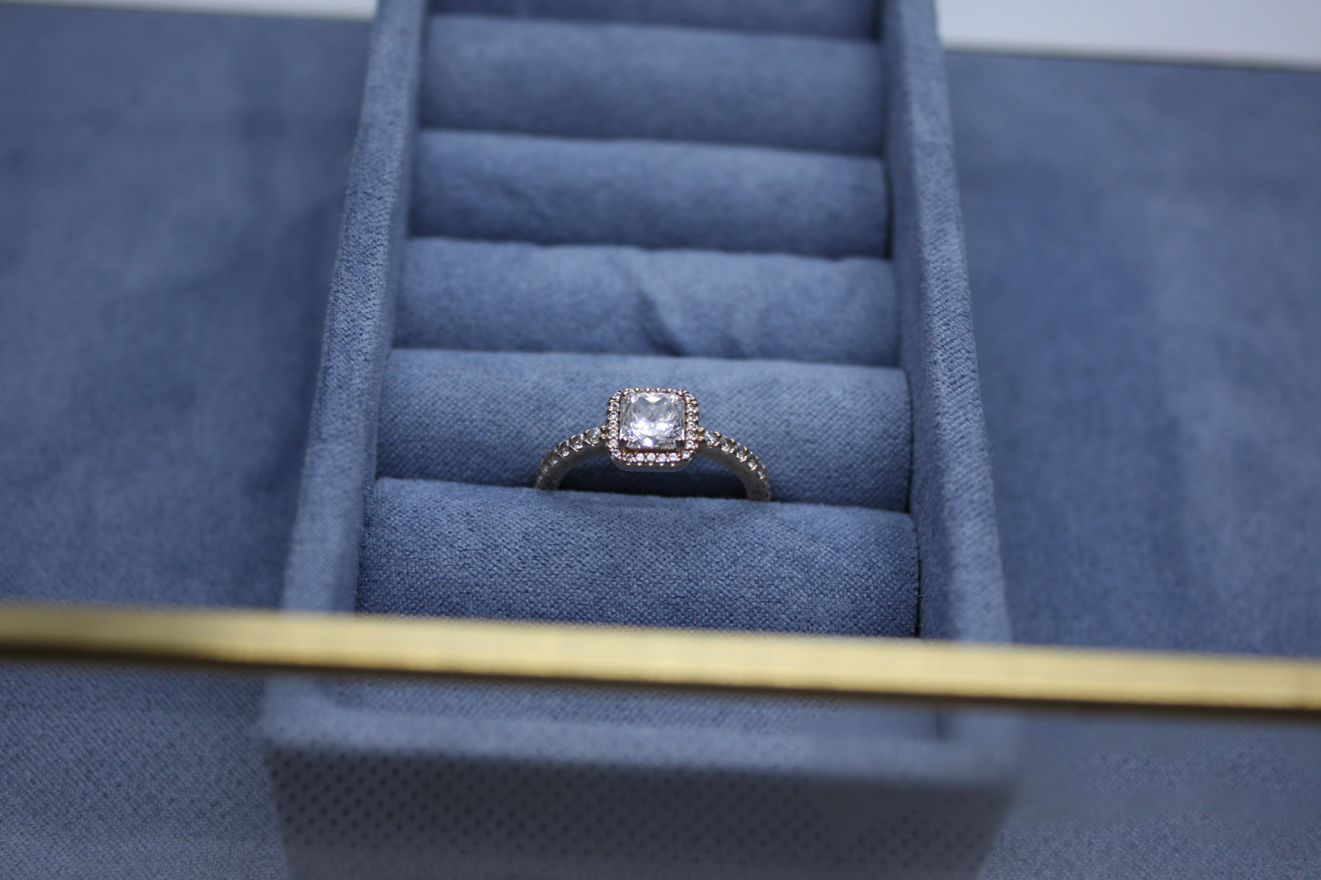 Genuine Pandora Rose Gold Ring CZ Band Statement Stone 60