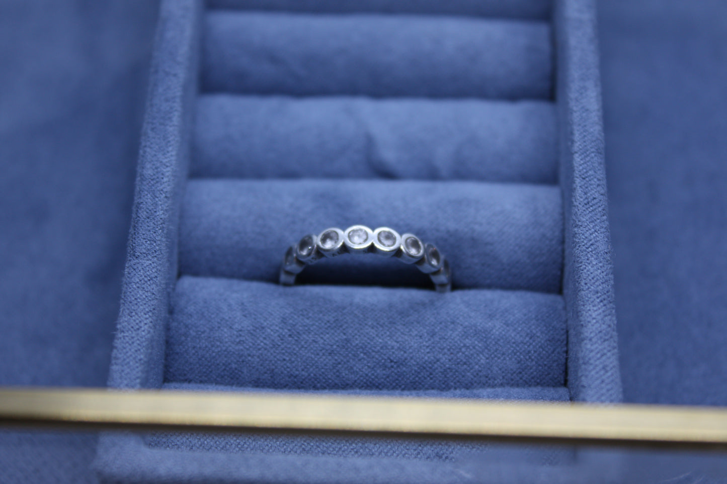 Genuine Pandora Circle Pave CZ Eternity Band Silver/ Rose Gold Stacking Ring ..