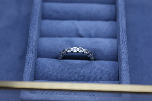 Genuine Pandora Circle Pave CZ Eternity Band Silver/ Rose Gold Stacking Ring ..