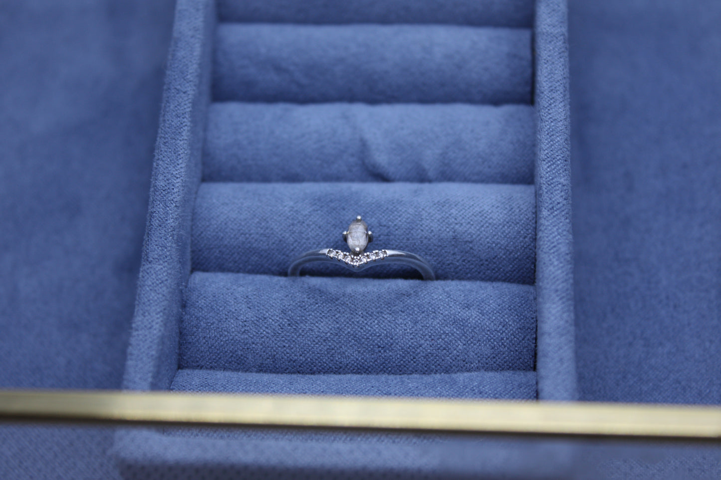 Genuine Pandora Teardrop Wishbone Stacker Pave Ring