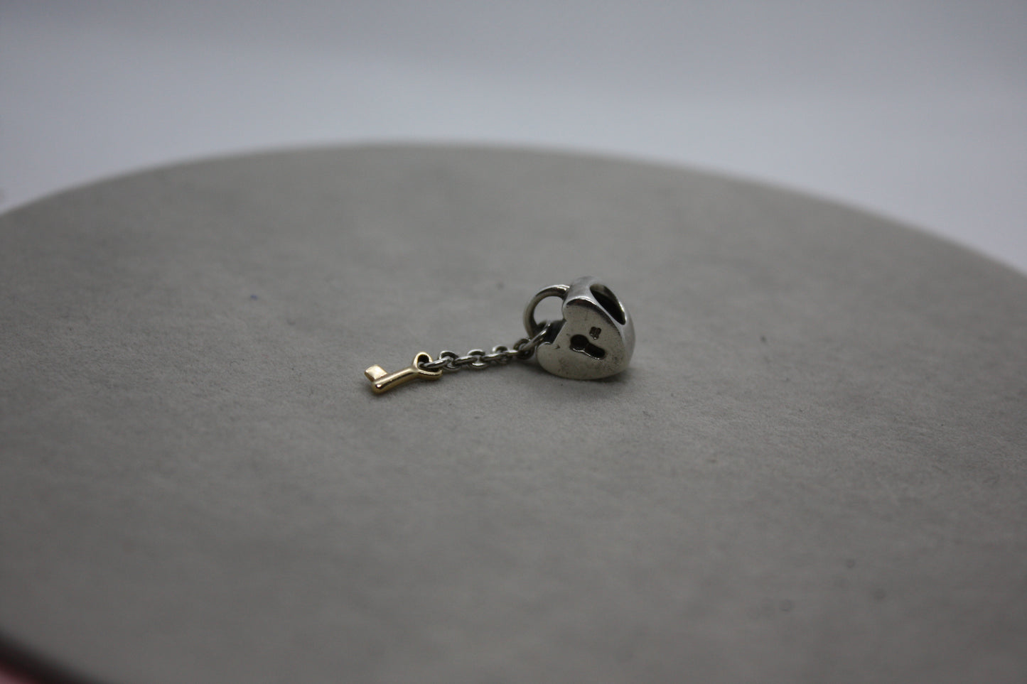Genuine Pandora Heart Lock and Gold Key Charm Two Tone