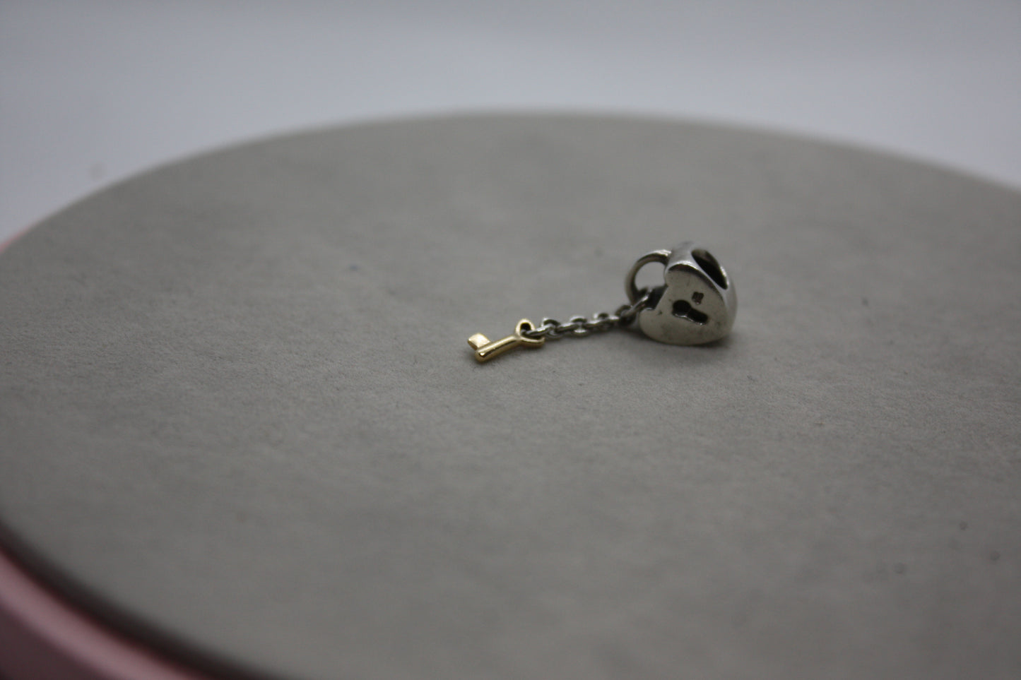 Genuine Pandora Heart Lock and Gold Key Charm Two Tone