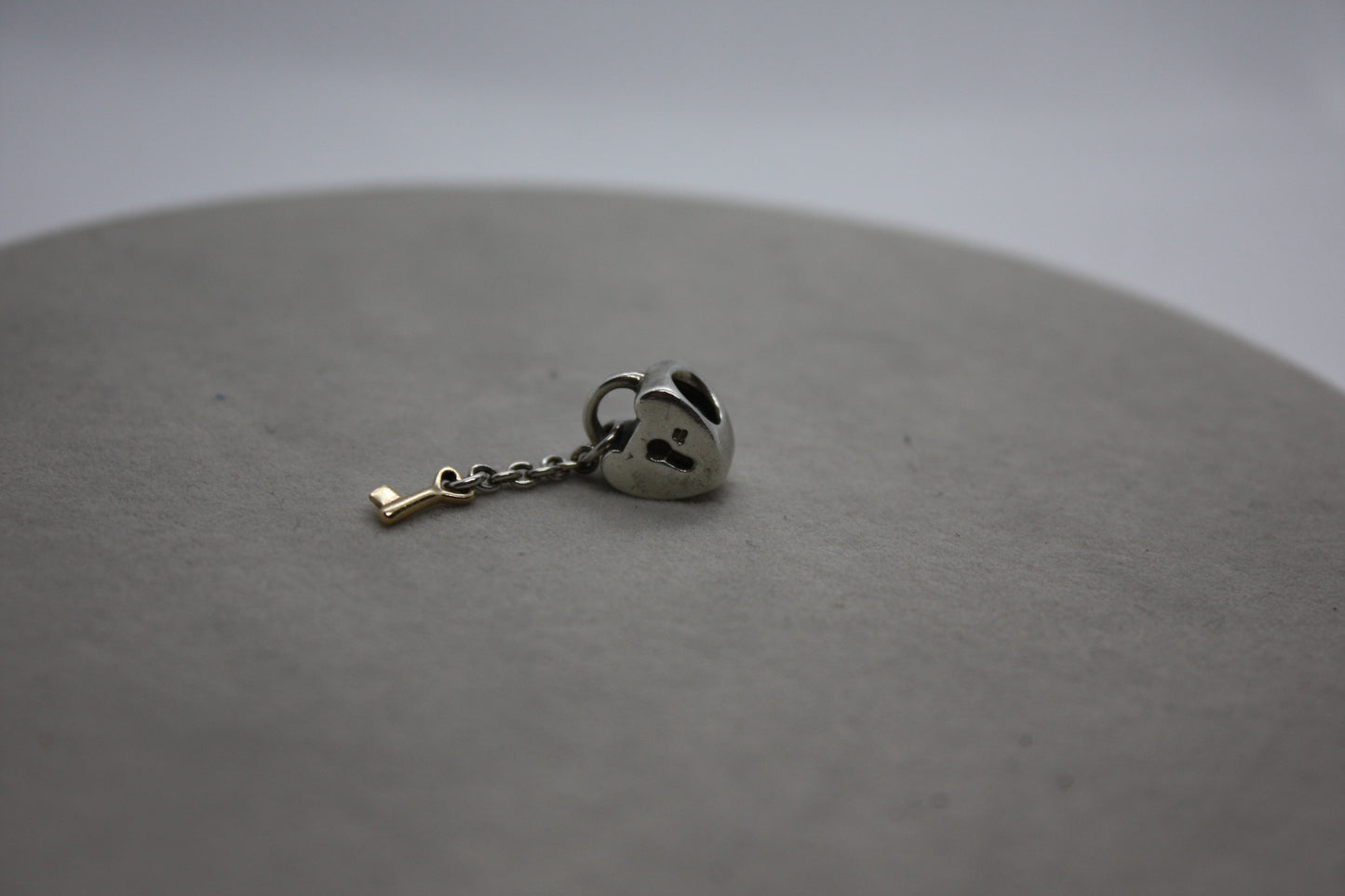 Genuine Pandora Heart Lock and Gold Key Charm Two Tone