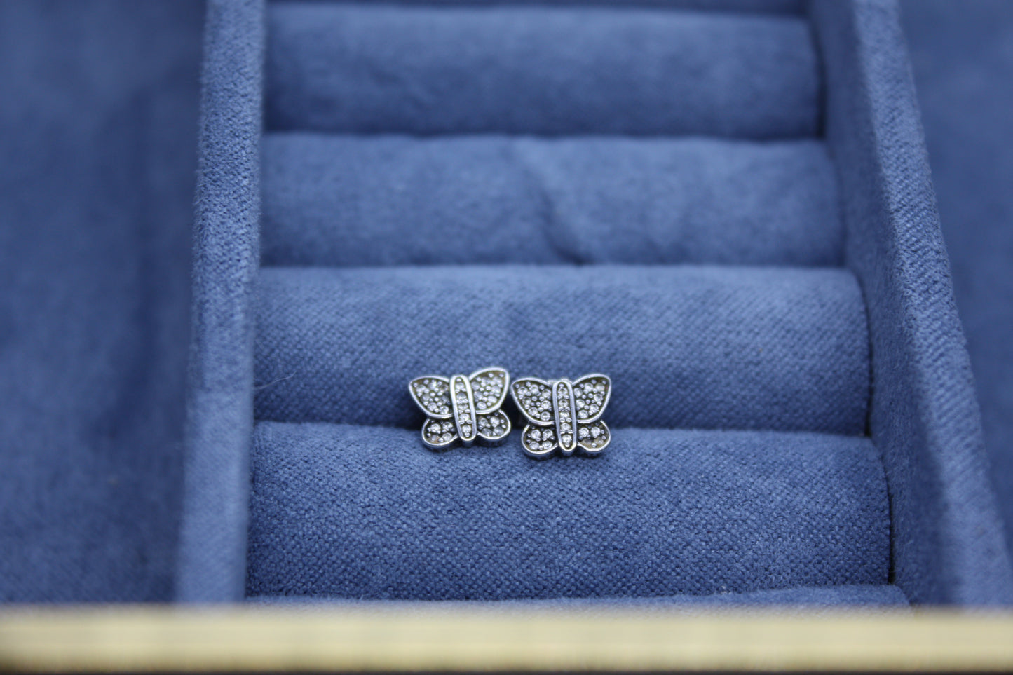 Genuine Pandora Butterfly Pave Earrings Sparkle Studs