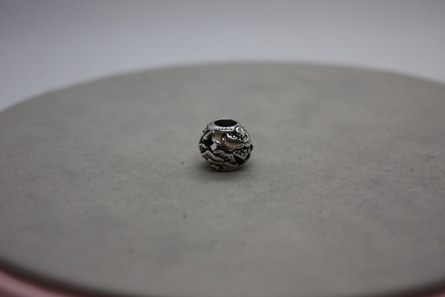 Genuine Pandora Flower Rose Ball Charm Retired Enamel Pave