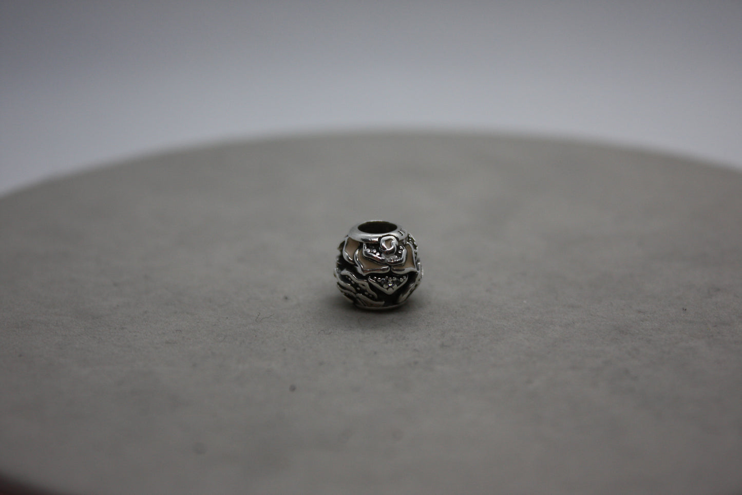 Genuine Pandora Flower Rose Ball Charm Retired Enamel Pave