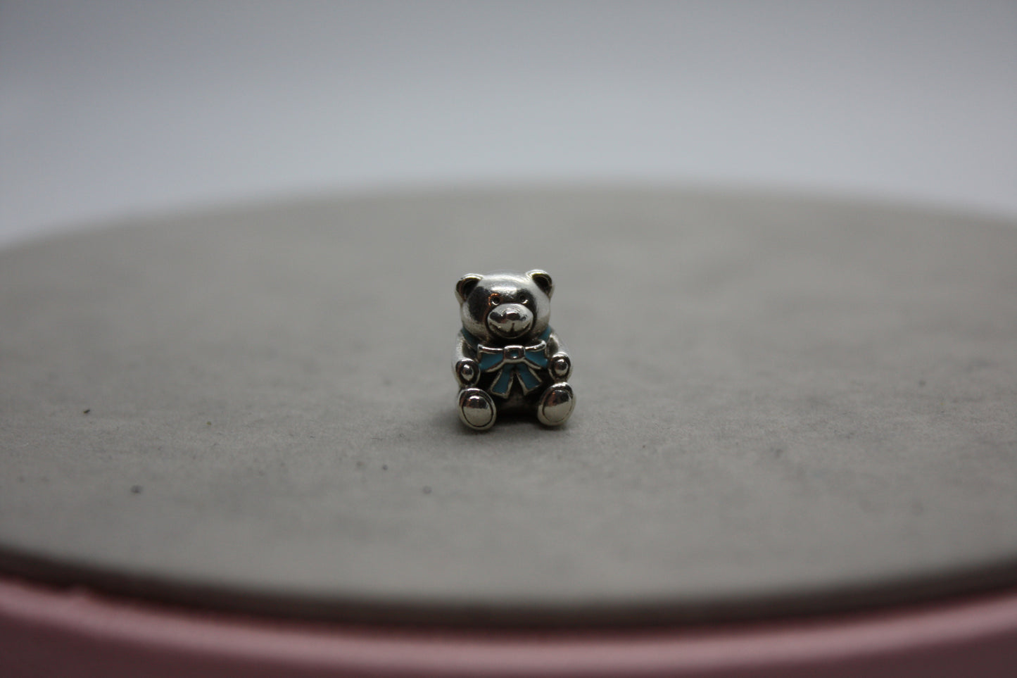 Genuine Pandora Bear with Blue Ribbon Baby Charm Boy