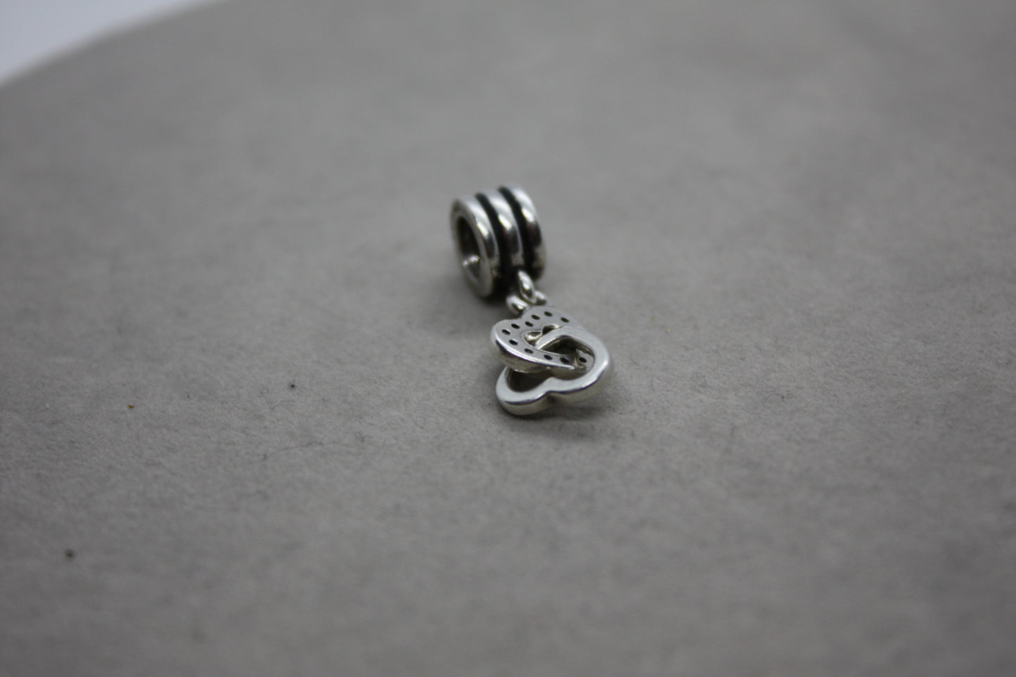 Genuine Pandora Dangle Double heart Pave Interlinked