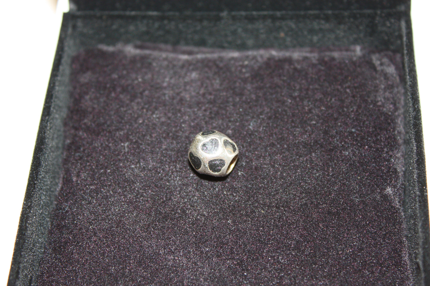 Genuine Pandora Black Enamel Hearts Ball Sparkle Charm
