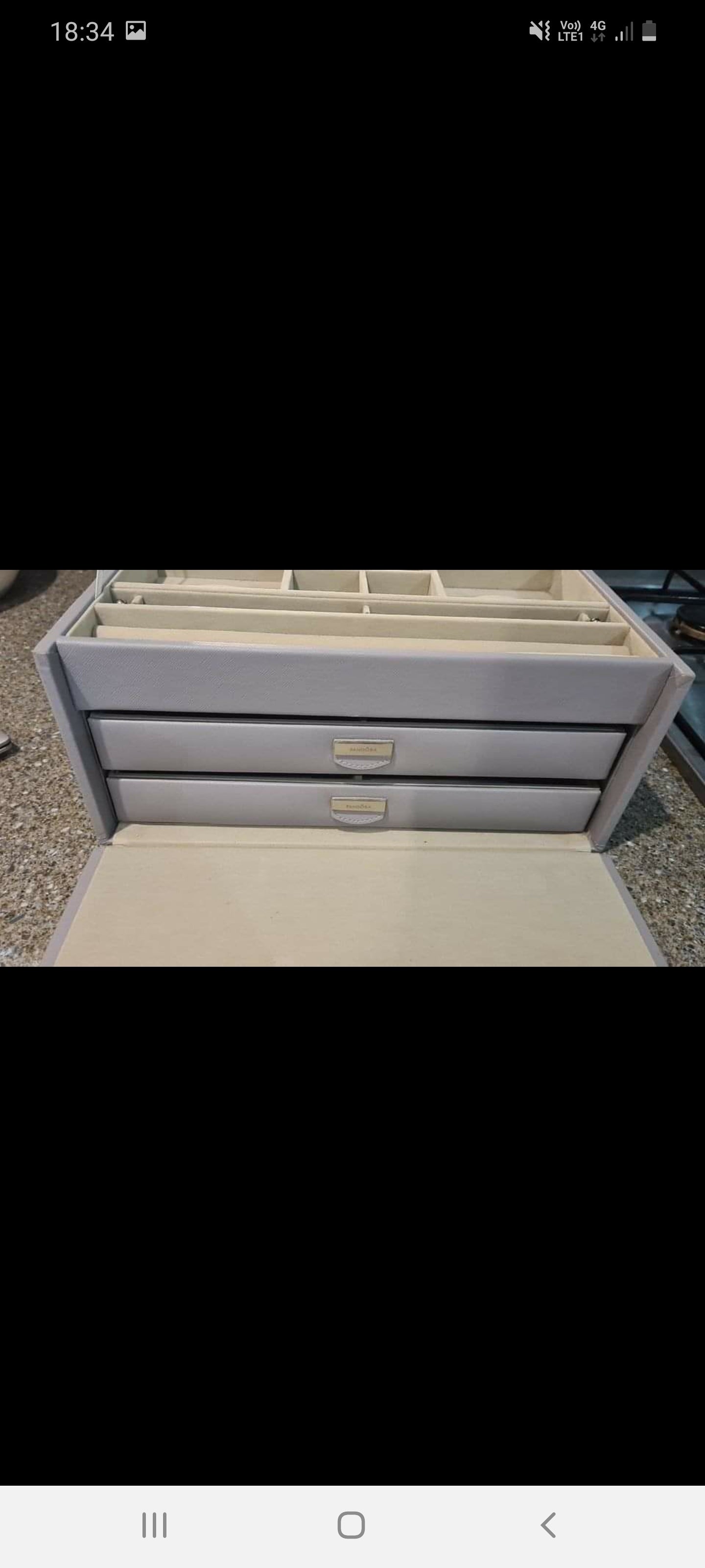 Genuine Pandora Jewellery box grey with 3 layers