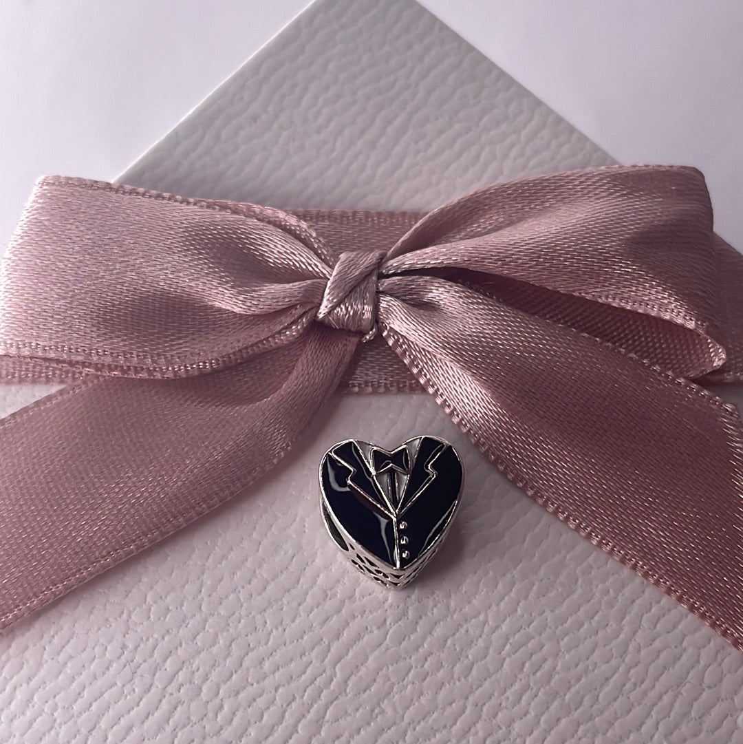 Genuine Pandora Bride and Groom Wedding Anniversary Charm Double Sided Enamel